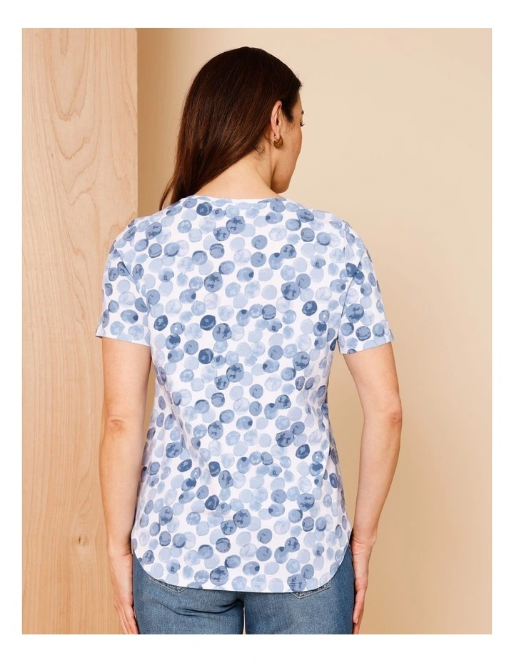 Wardrobe Staple Short Sleeve Tee In Blues Watercolour Spot image 6
