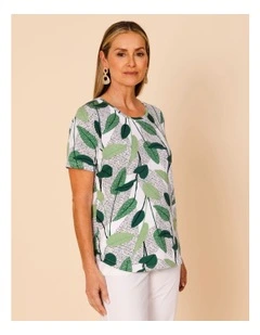 Wardrobe Staple Short Sleeve Tee In Green Layered Spot Leaf