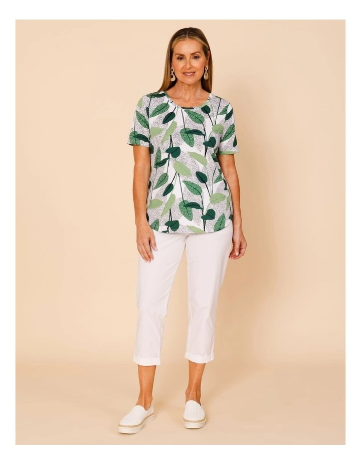 Wardrobe Staple Short Sleeve Tee In Green Layered Spot Leaf image 2