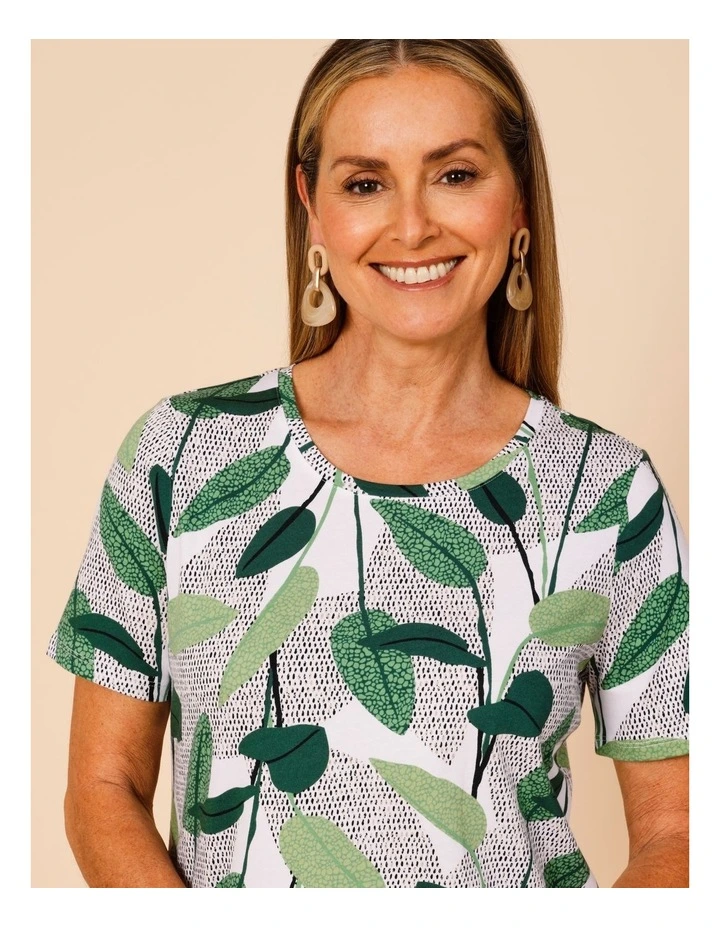 Wardrobe Staple Short Sleeve Tee In Green Layered Spot Leaf image 4