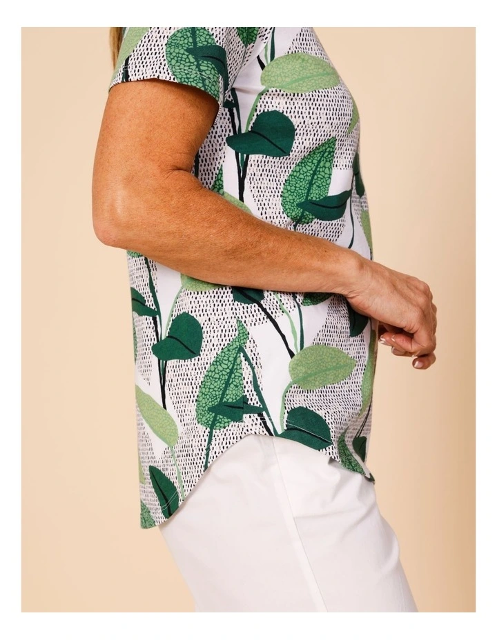 Wardrobe Staple Short Sleeve Tee In Green Layered Spot Leaf image 5