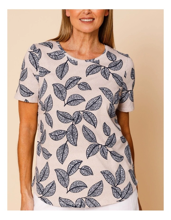 Wardrobe Staple Short Sleeve Tee In Navy/Neutral Spot Leaf image 4