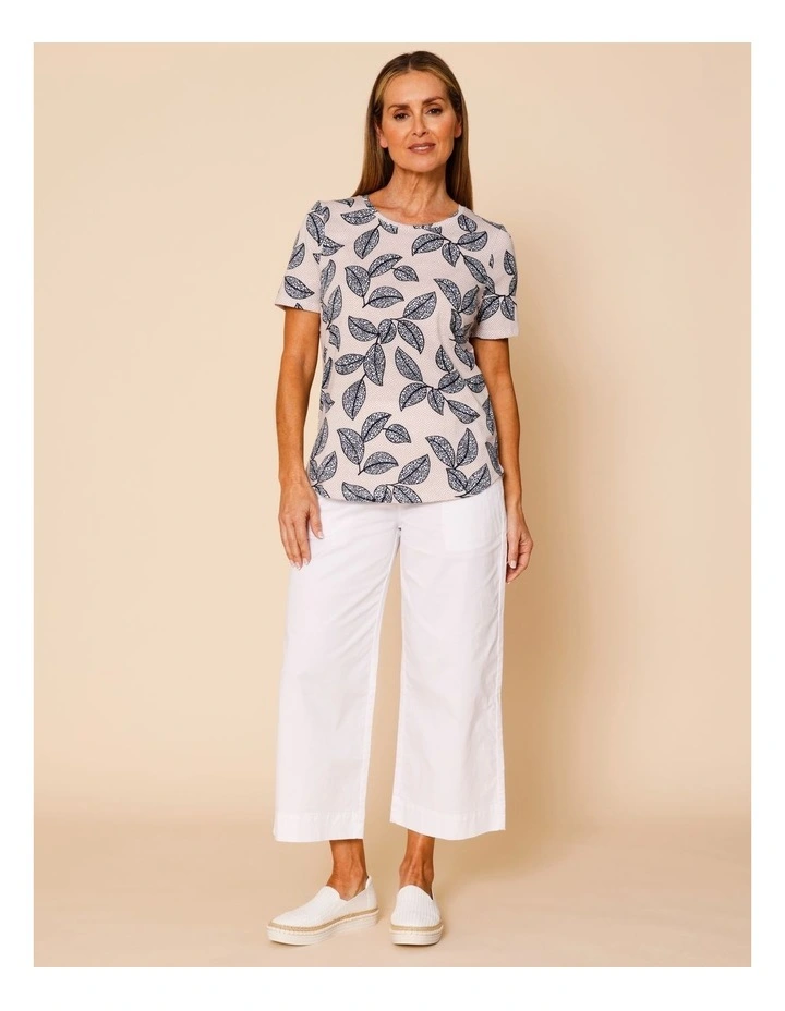 Wardrobe Staple Short Sleeve Tee In Navy/Neutral Spot Leaf image 5