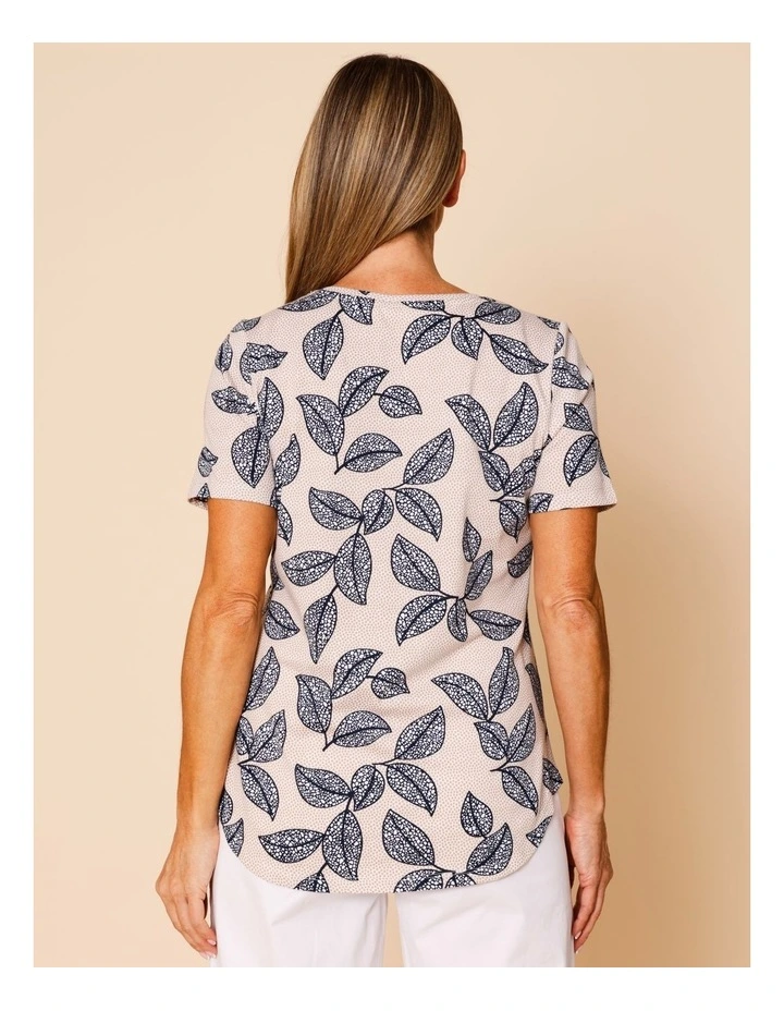 Wardrobe Staple Short Sleeve Tee In Navy/Neutral Spot Leaf image 6