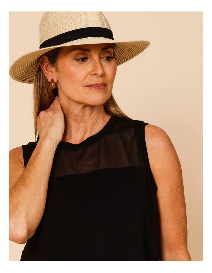 Sleeveless Tank With Mesh Yoke In Black image 3