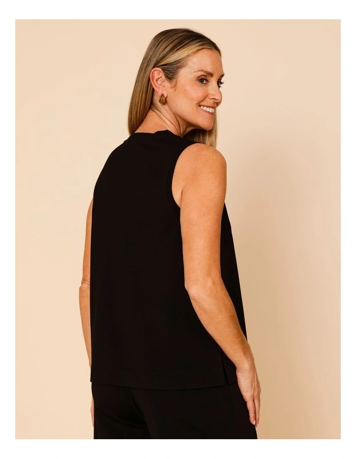 Sleeveless Tank With Mesh Yoke In Black image 6