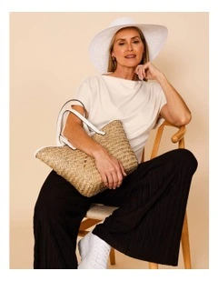 Cap Sleeve Tee With Shoulder Tucks In Ivory