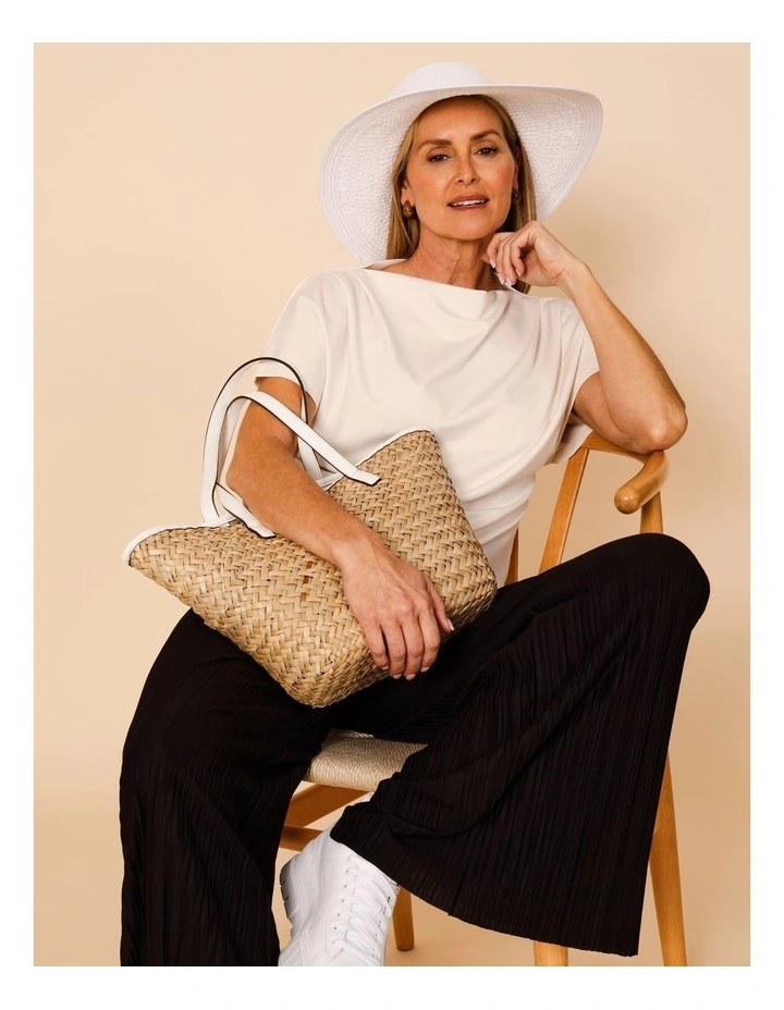 Cap Sleeve Tee With Shoulder Tucks In Ivory image 1