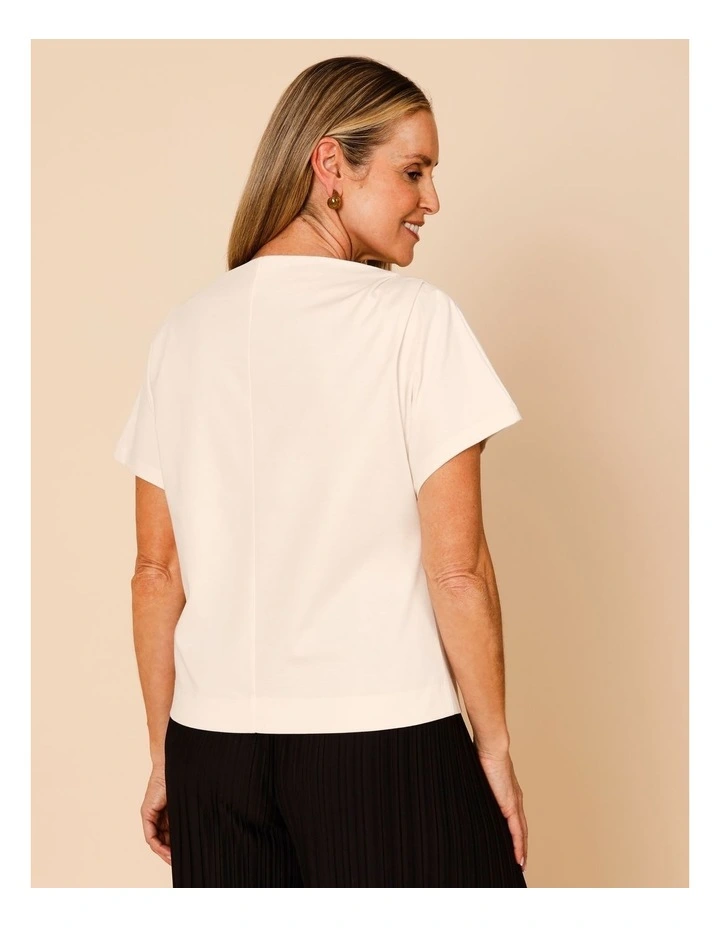 Cap Sleeve Tee With Shoulder Tucks In Ivory image 6