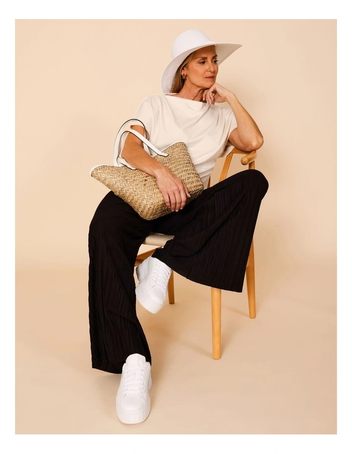 Cap Sleeve Tee With Shoulder Tucks In Ivory image 7