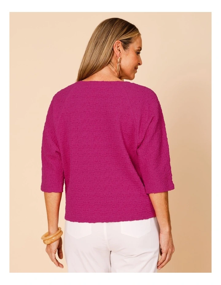 Elbow Length Sleeve Tee In Crinkle Jersey In Hot Pink image 6