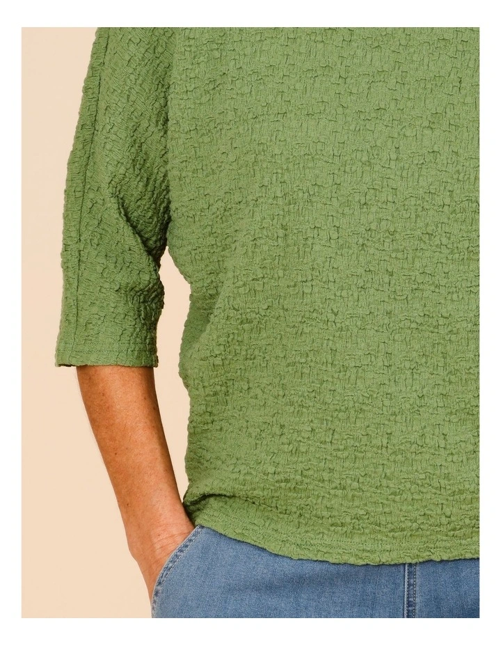 Elbow Length Sleeve Tee In Crinkled Jersey In Apple image 5