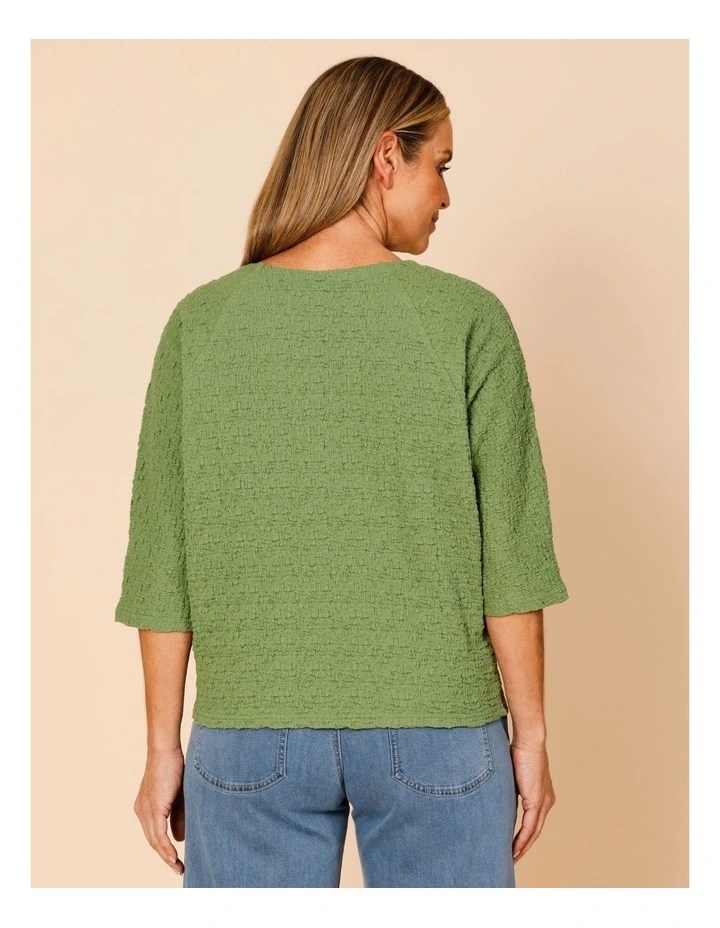 Elbow Length Sleeve Tee In Crinkled Jersey In Apple image 6