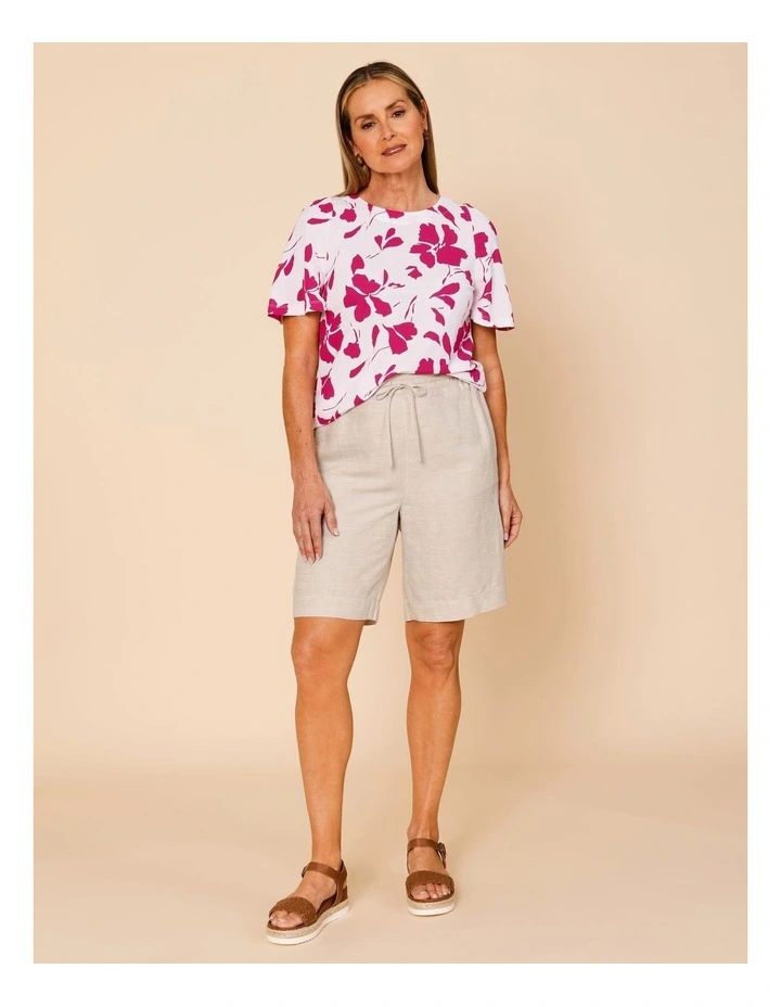 Short Bell Sleeve Tee In White/Hot Pink Floral image 2