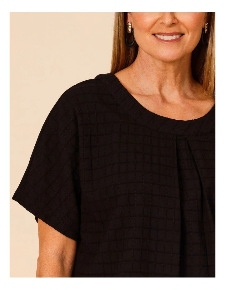 Magyar Sleeve Woven Front Tee With Tuck Neck And Knit Back In Black image 5