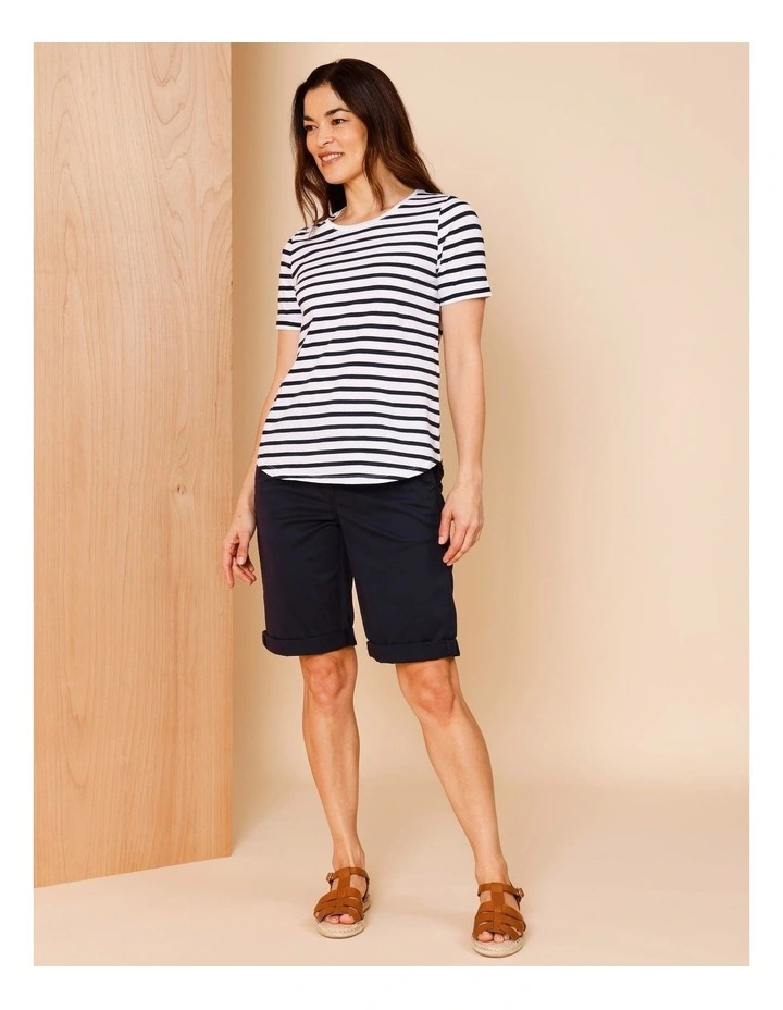 Stretch Chino Short With Rolled Cuff In Navy image 2