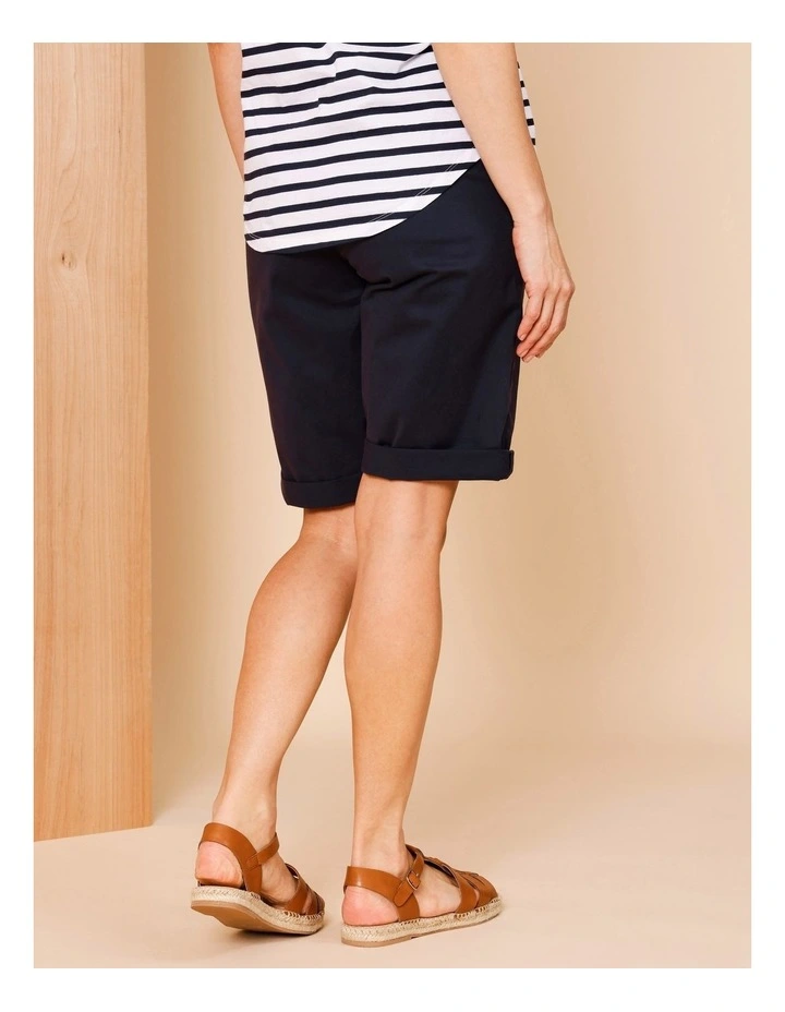 Stretch Chino Short With Rolled Cuff In Navy image 4