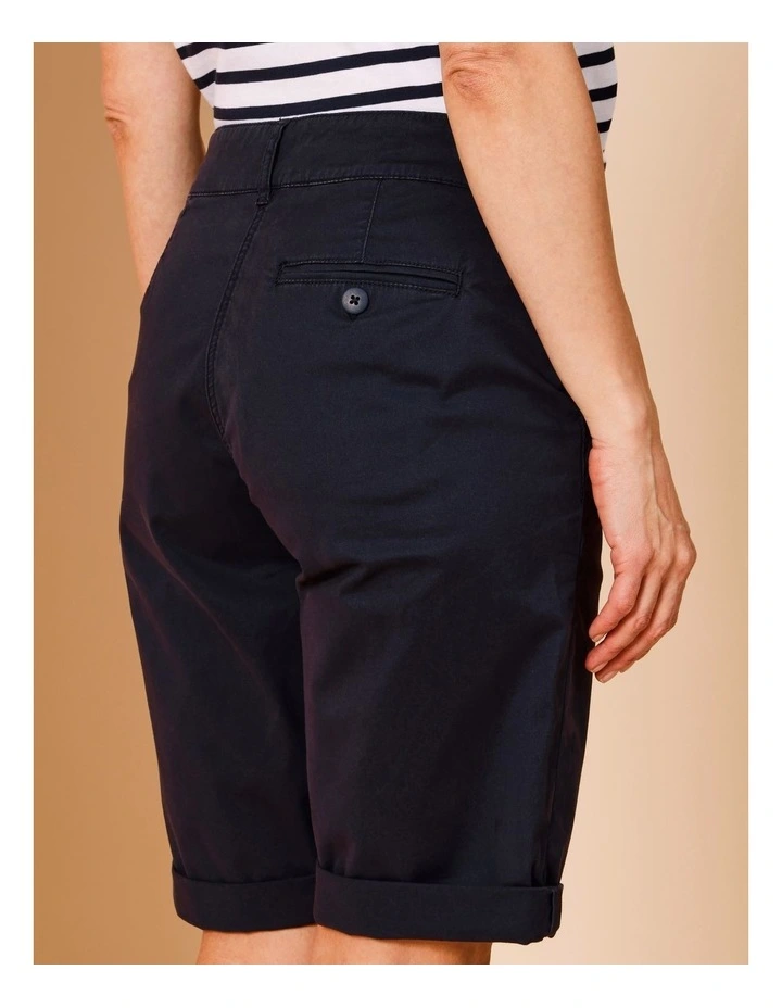 Stretch Chino Short With Rolled Cuff In Navy image 5