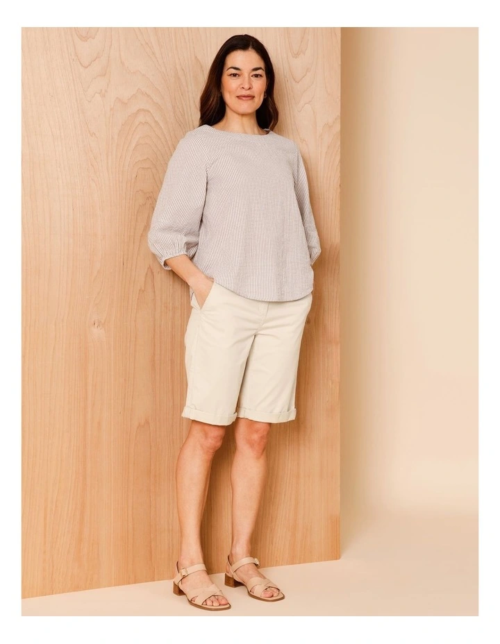 Stretch Chino Short With Rolled Cuff in Light Stone image 2