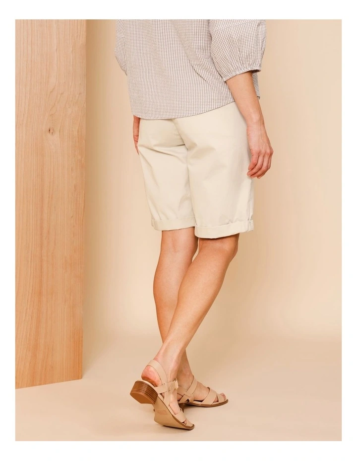 Stretch Chino Short With Rolled Cuff in Light Stone image 4