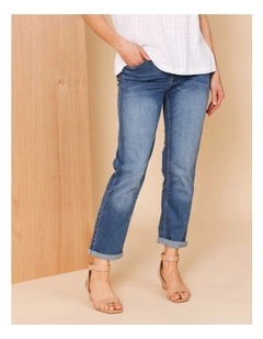 Wardrobe Staple Crop Denim Jean in Mid Blue