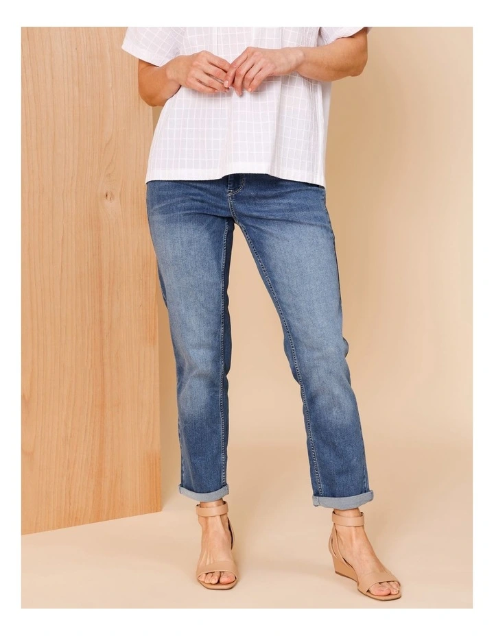 Wardrobe Staple Crop Denim Jean in Mid Blue image 3