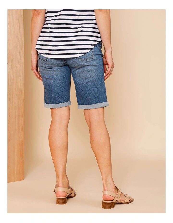 5 Pocket Stretch Denim Short In Mid Blue image 5