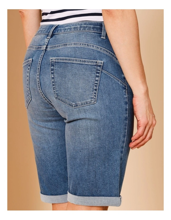 5 Pocket Stretch Denim Short In Mid Blue image 6