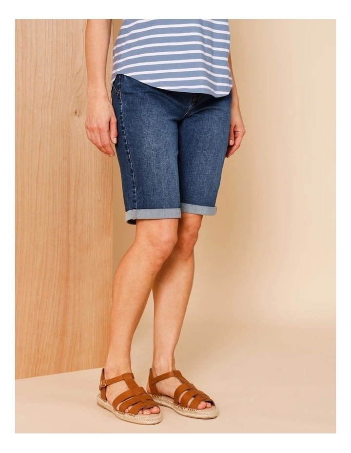 5 Pocket Stretch Denim Short In Dark Blue image 1