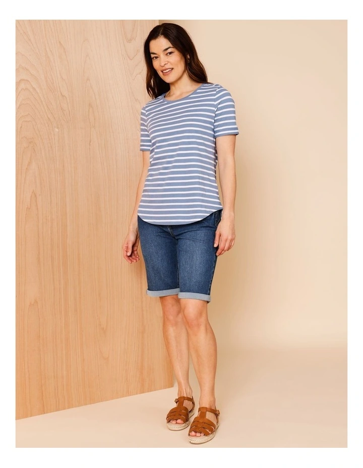 5 Pocket Stretch Denim Short In Dark Blue image 2