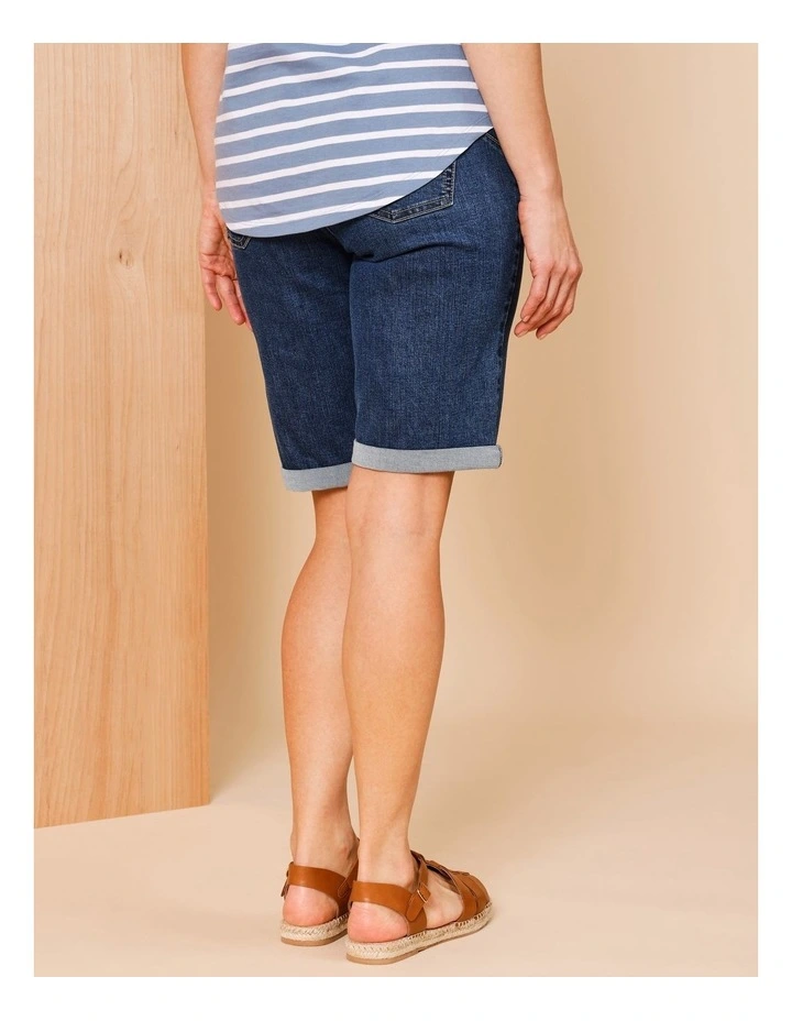 5 Pocket Stretch Denim Short In Dark Blue image 3