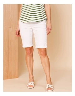 5 Pocket Stretch Denim Short In White