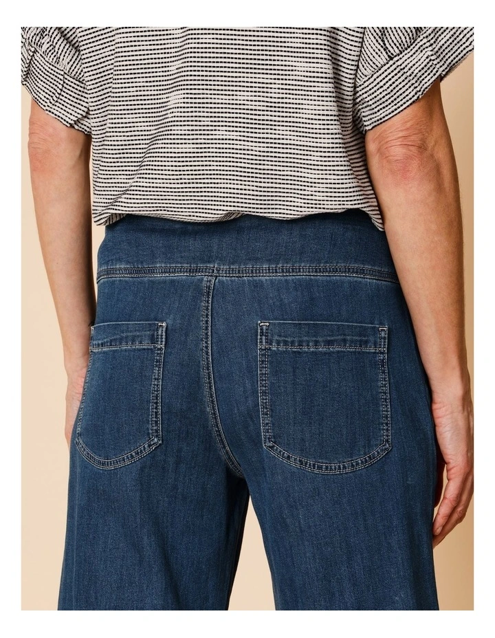 Stretch Crop, Pull On, Wide Leg Jean In Dark Wash image 5