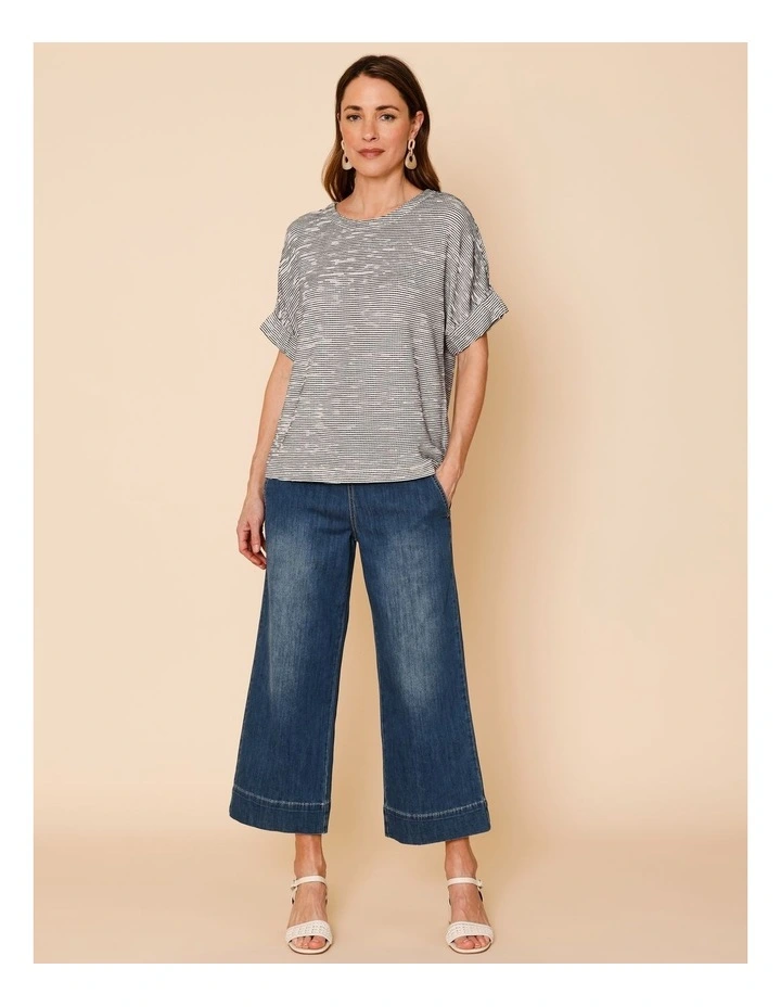 Stretch Crop, Pull On, Wide Leg Jean In Dark Wash image 6
