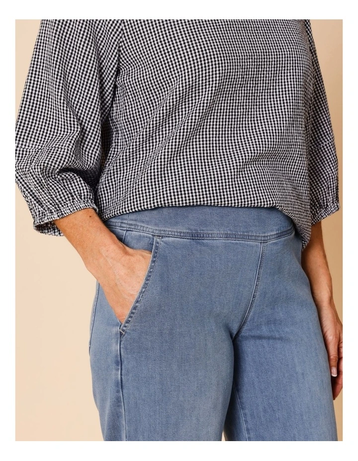 Stretch Crop, Pull On, Wide Leg Jean In Mid Wash image 3