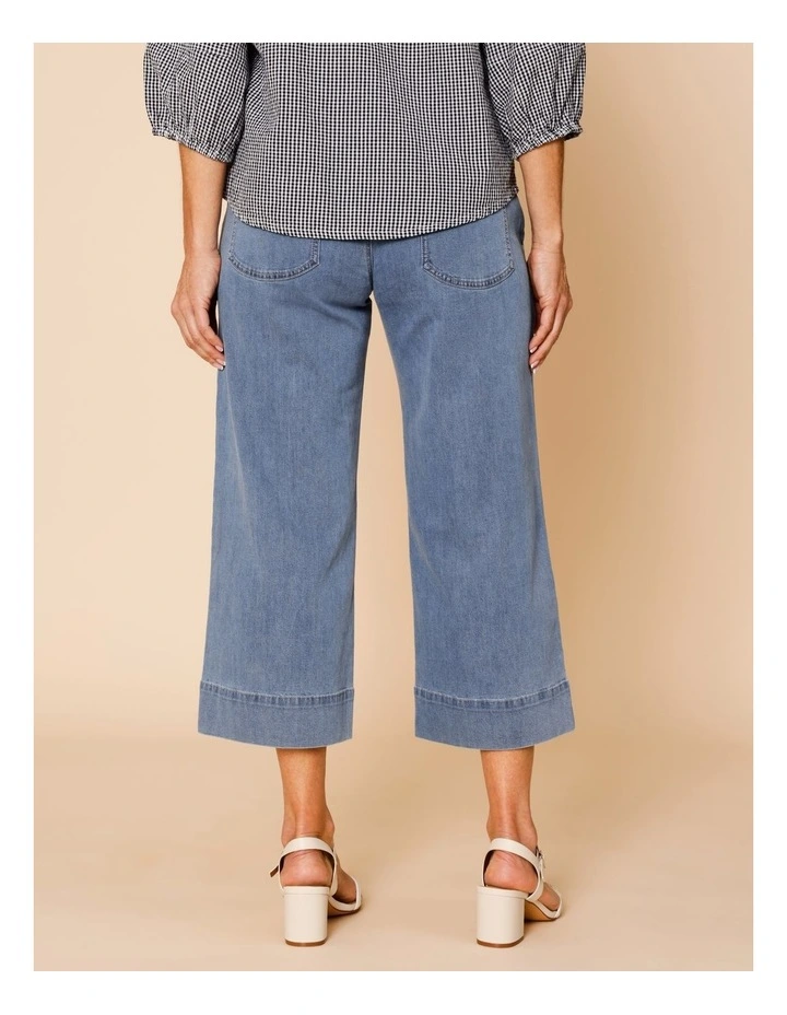 Stretch Crop, Pull On, Wide Leg Jean In Mid Wash image 6