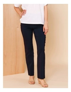 Wardrobe Staple Stretch Full Length Straight Pant In Navy