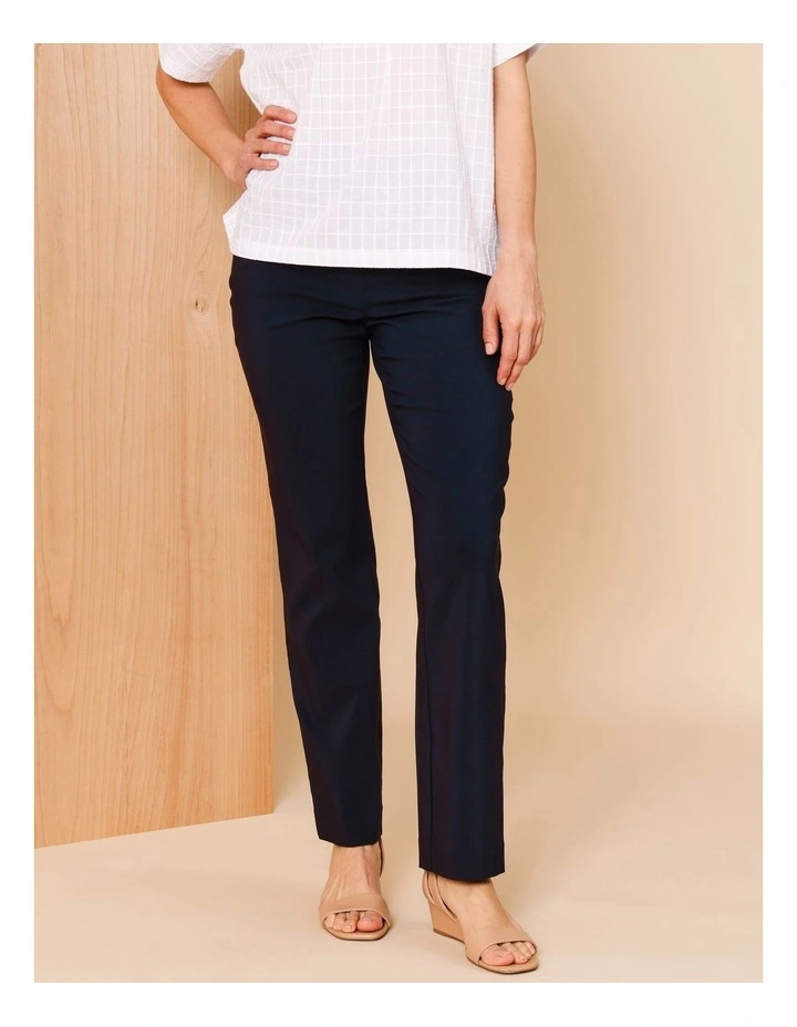 Wardrobe Staple Stretch Full Length Straight Pant In Navy image 1