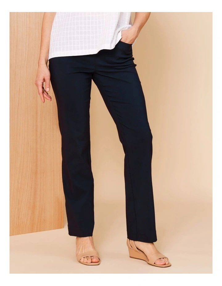 Wardrobe Staple Stretch Full Length Straight Pant In Navy image 4