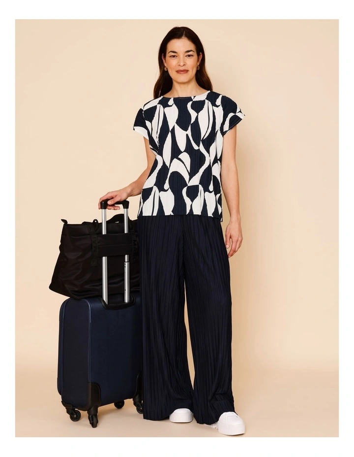 Plisse Full Length Pant in Navy image 1