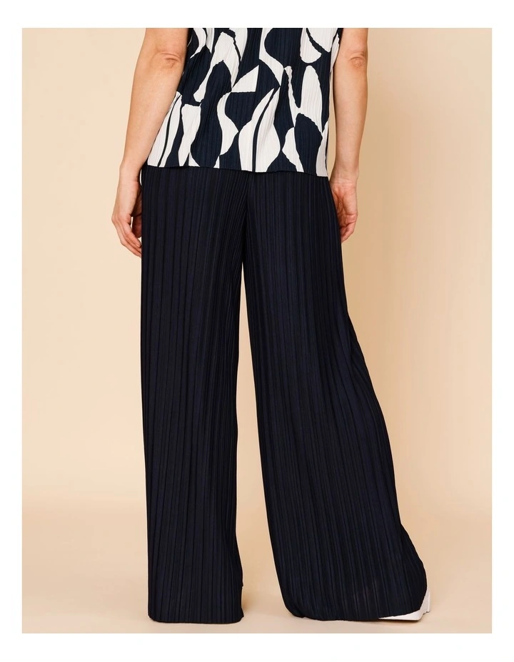 Plisse Full Length Pant in Navy image 6