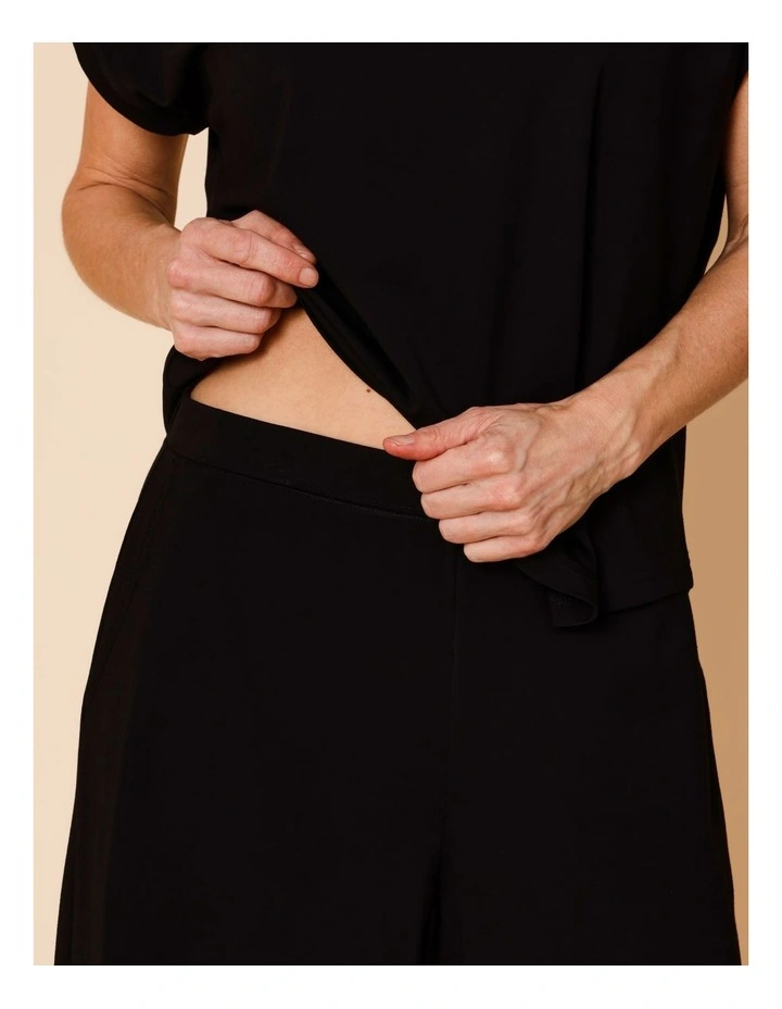 Wide Leg Crop Knit Pant With Pockets In Black image 4