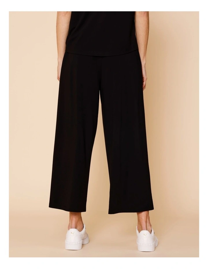 Wide Leg Crop Knit Pant With Pockets In Black image 5