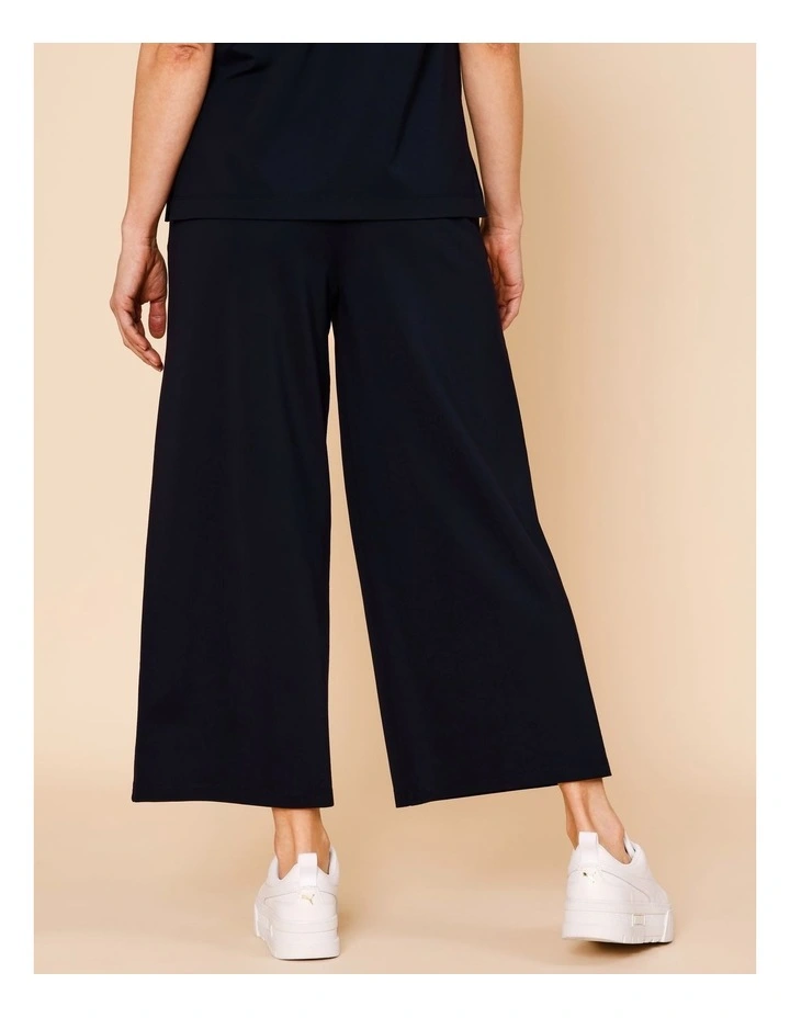 Wide Leg Crop Knit Pant With Pockets in Navy image 4