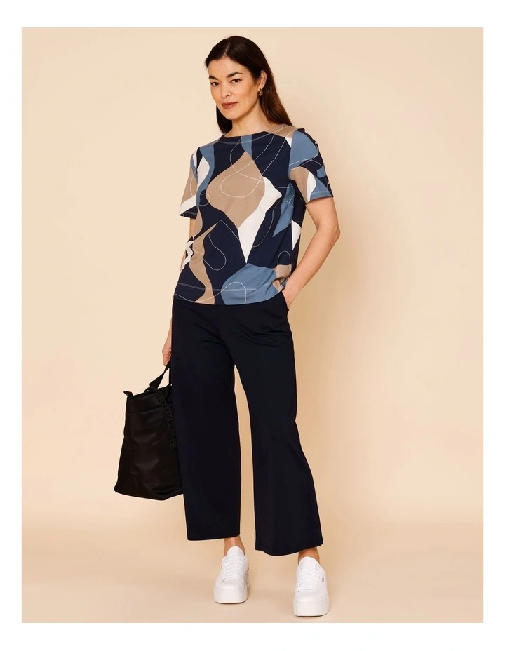Wide Leg Crop Knit Pant With Pockets in Navy image 7