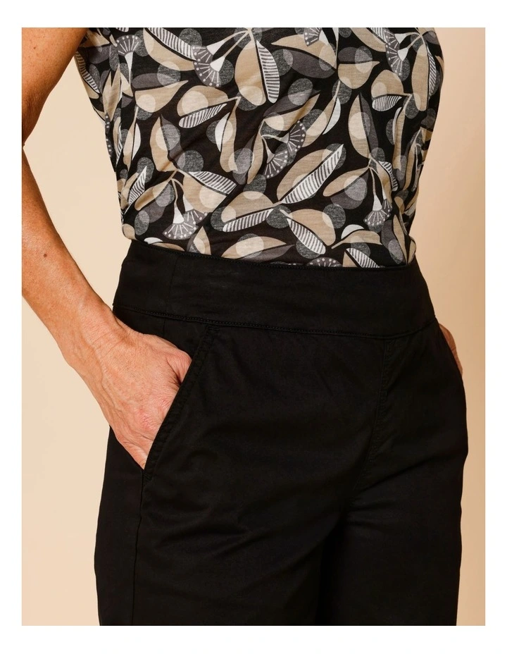 Stretch Cotton Crop Wide Leg Pant In Black image 3