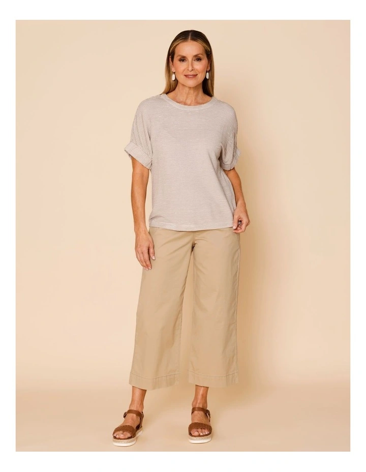 Stretch Cotton Crop Wide Leg Pant In Neutral image 2