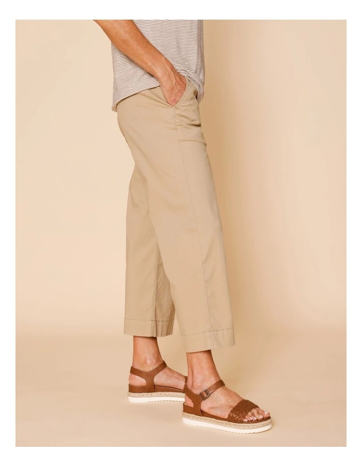 Stretch Cotton Crop Wide Leg Pant In Neutral image 3