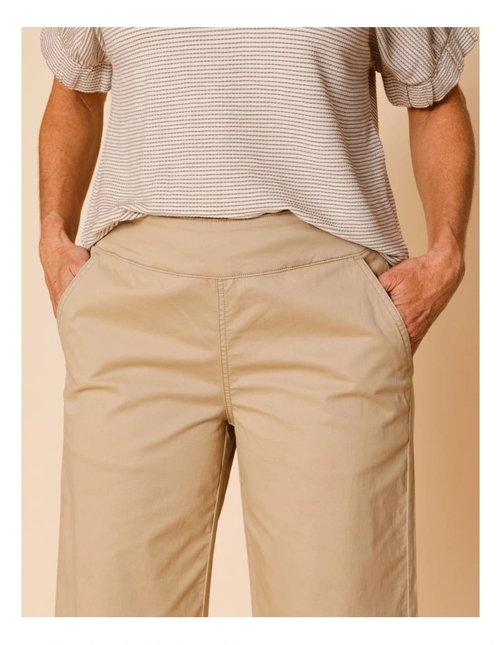 Stretch Cotton Crop Wide Leg Pant In Neutral image 4