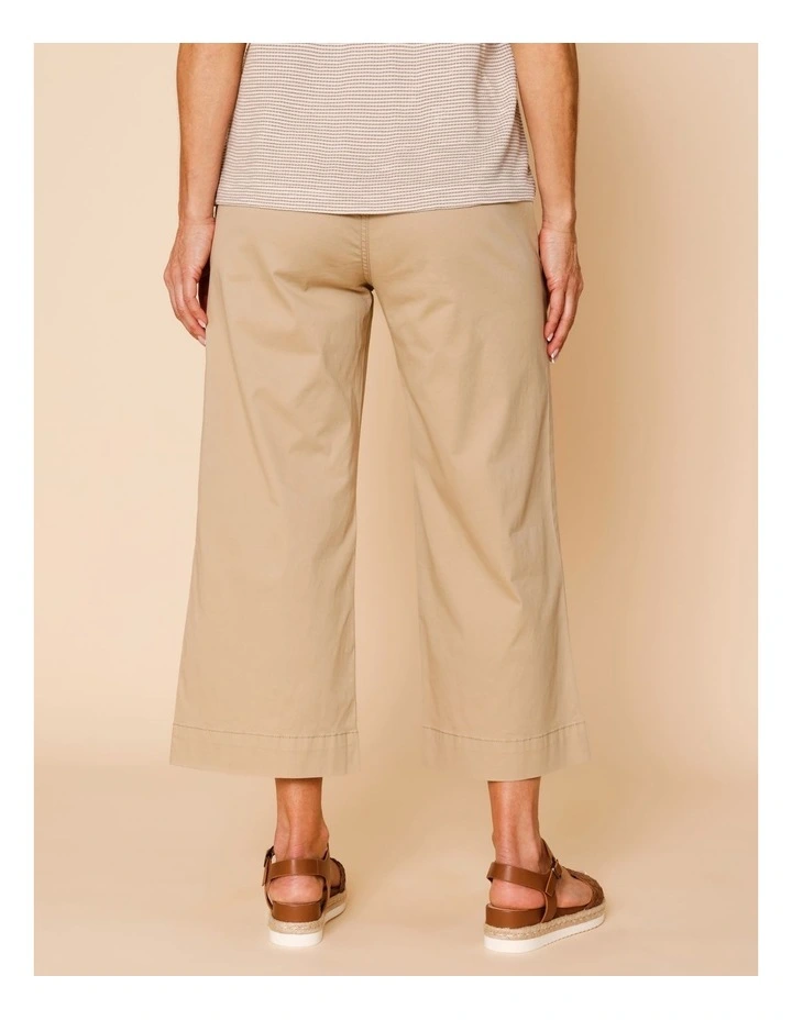 Stretch Cotton Crop Wide Leg Pant In Neutral image 5